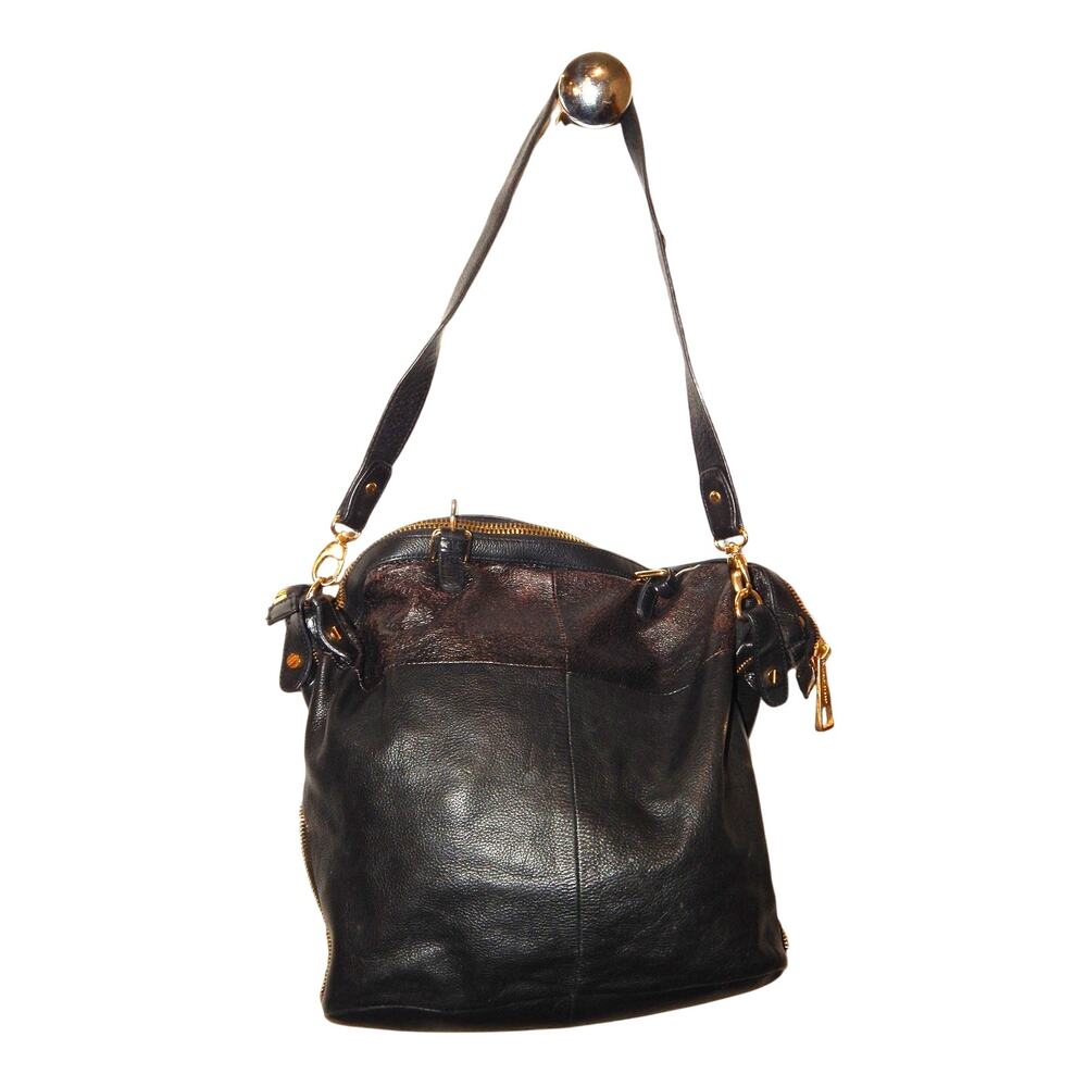 Kelsi Dagger Black Leather Convertible Shoulder Handbag